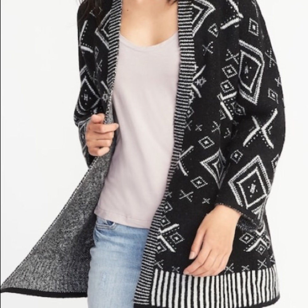 Patterned Open Front Cardi-Coat for Women
Sz Small